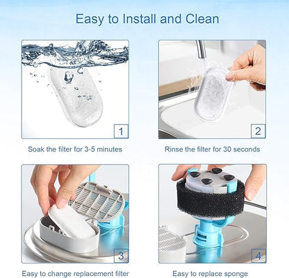 SORON Cat Water Fountain Filters for 67oz/2L and 108/3.2L Stainless Steel Pet Fountain Replacement Filters, 20 Dog Water Bowl Dispenser Filter Replacement with 20 Sponges, Easy to Install and Clean