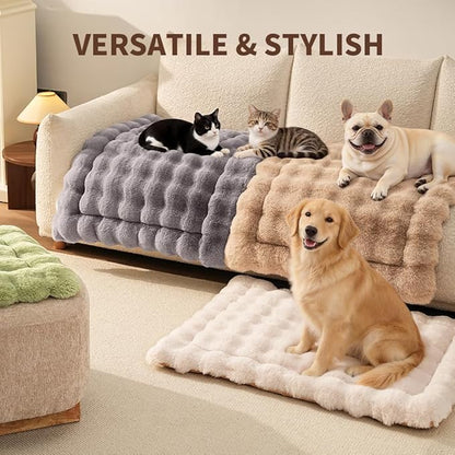 Cat Bed Mat, Soft Plush Faux Fur Kneading Pet Bed, Machine Washable Cat Sleeping Pad for Indoor Cats & Kittens, Non-Slip Fluffy Cat Rug for Couch Sofa Floor, 23x15 Inch Coffee