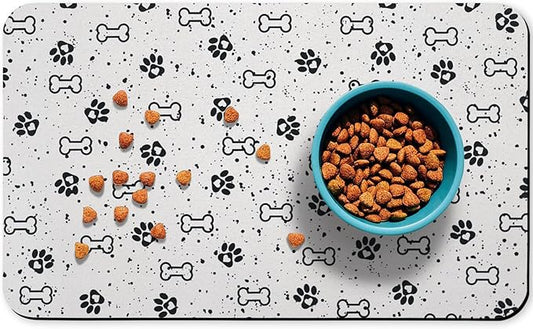Dog Food Mats,Cat Absorbent Water Bowl Feeding Mats Pet Placemats for Food and Water Spot 12 * 20 inch