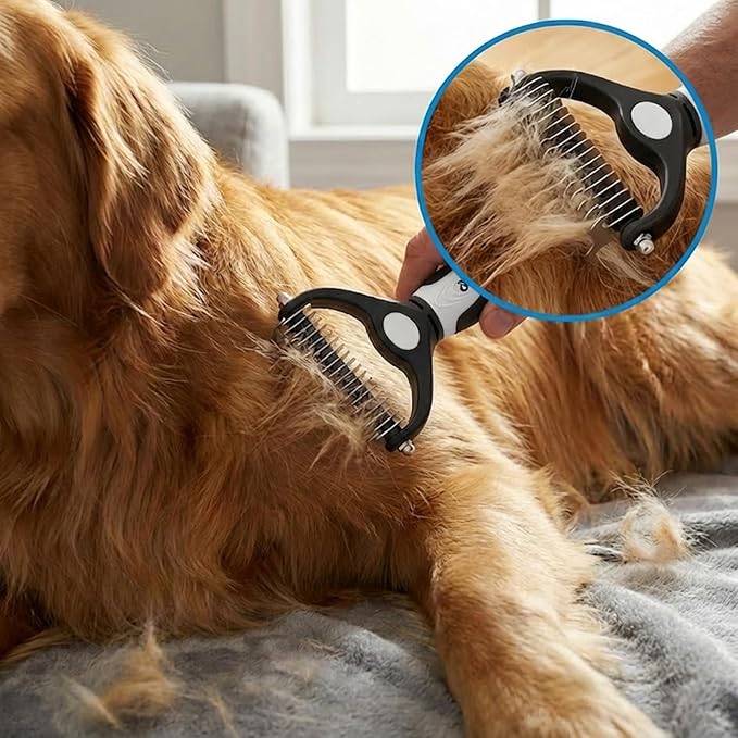 4PCS Self Cleaning Slicker Brush, Pet Grooming Rake, Bath Brush & Massage Brush for Short/Long Haired Dogs, Cats & Horses, Pet Grooming Deshedding Tools - Pet Supplies (White Black)