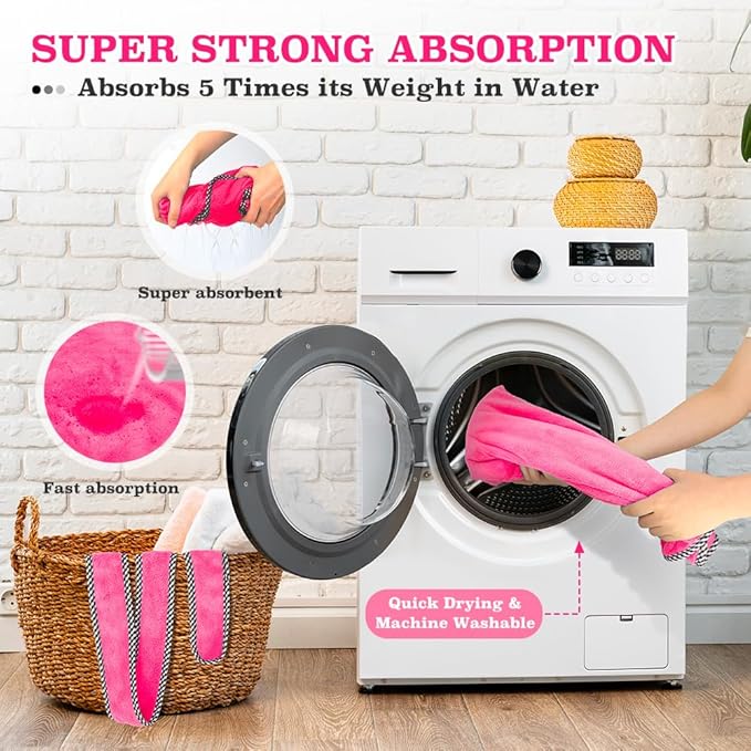 Dog Bathrobe with Hood - Super Absorbent Quick Drying Microfiber Pet Towel Dog Robe for After Bath (Rose red, Large)