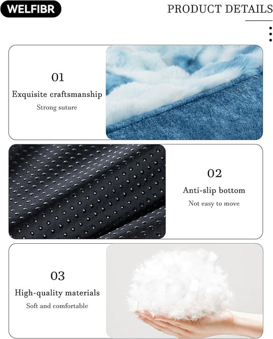 42” Dog Bed with Shredded Foam Filling, Calming Pet Sofa with Removable Washable Cover, Soft Faux Fur Bolster Couch for Dogs, Anti-Slip Bottom