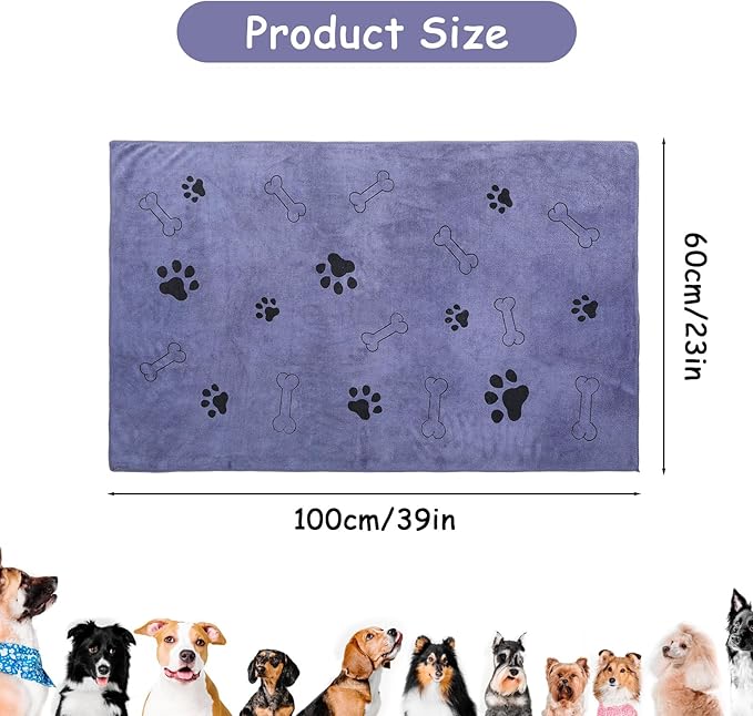 5PCS Microfiber Dog Towels for Drying Dog, 39'' X 23.6'' Pet Towel, Super Absorbent and Soft Pet Grooming Dogs Paw Towel, Fast-Drying Towels Shower Bath Supplies for Large Medium Small Dogs