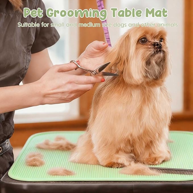 Dog Grooming Table Mat Pad Non Slip，Silicone Durable Premium Non-Slip Dog Bath Mat，Slip Mat - Bathing Mat for Pets，22.45inchX15.75inch (Green)