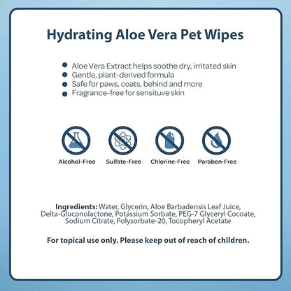 Best Pet Supplies 8" x 9" Large Unscented Dog Wipes - Cleaning and Deodorizing for Paws and Coat - Gentle Formula with Aloe Vera Vitamin E for Puppies and Cats - 400 Count