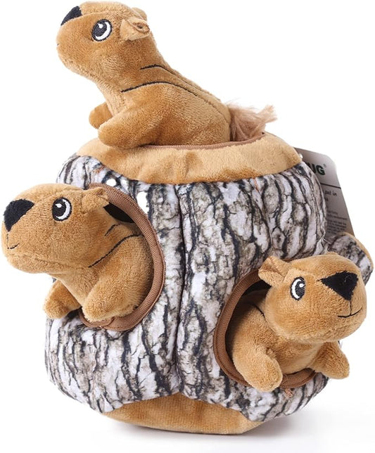 Laifug Hidden Squirrel Plush Dog Toy， Interactive Squeaky Dog Toy Hide and Seek, L