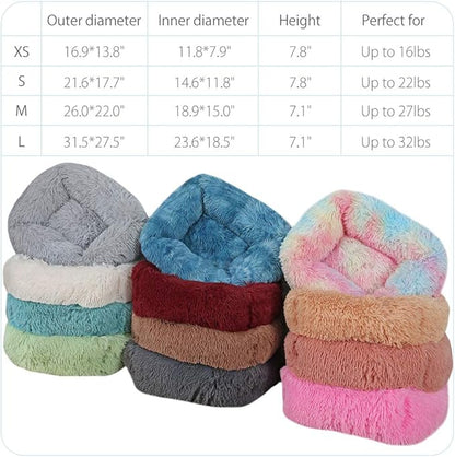 La La Pet® Donut Dog Cat Bed Cozy Cave Pet Bed Burrow Dog Bed Calming Cuddler Self-Warming Pet Bed Soft Plush Pet Cushion Improved Sleep for Cats Small Medium Dogs Coffee M