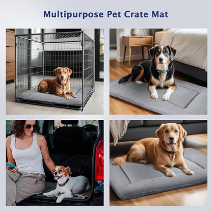 Dog Bed Mat,Crate Pad Reversible,Soft Kennel Pad, Washable Dog Crate Mat (Cool and Warm),Pet Sleeping Mattress for Small Medium Dogs XB009 (48''x30'',Grey)