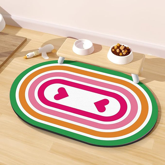 Large Pet Feeding Mat – 28''x17'' Absorbent Dog Mat for Food and Water, Easy Clean Cat Dog Water Bowl Mat, Non-Slip Pet Water Mat Protect Floor, Fit with Automatic Feeders and Double-Bowl