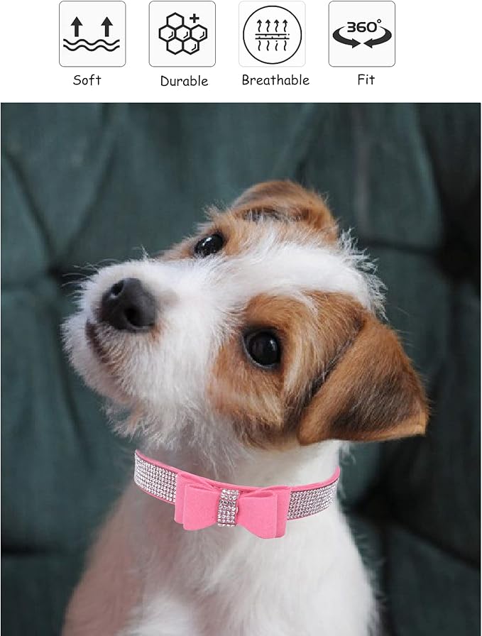 Bling Dog Collar for Small Medium Large Dogs, Crown Rhinestone Dog Collars for Girl and boy Dog, Diamond Puppy Collars, Adjustable Leather Suede SOFE Cat Collar (M(13"-15.4"/33CM-39CM), Purple3)