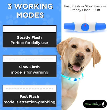 (2 Pack) 360 LED Light Up Dog Collar Rechargeable 3 Modes Pet Safety Lights Necklace for Night Walking TPU Reusable Universal Adjustable Cut to Fit Small, Med, Large (2 Pack Pink+Blue)