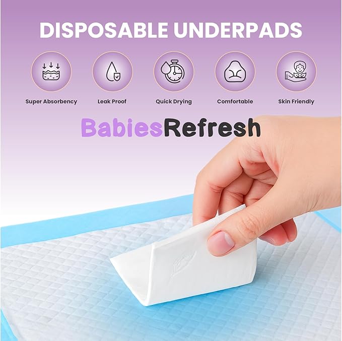 100 Count Super Absorbency Medium 22” x 22" Disposable Underpads, Leakproof Quick Drying for Multi-use for Babies, Puppy Pads and Adults, Potty Training Pads, Pet Pee Pads, Cat Pee Pads, Blue