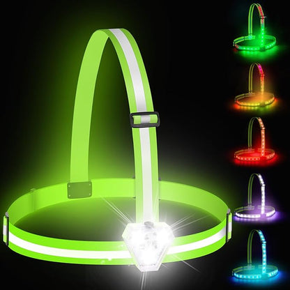 Zacro LED Reflective Vest with Chest Light 500LM, 5 RGB Colors High Visibility Rechargeable Light Up Running Vest IPX4 Night Safety Running Gear for Dog Walking, Cycling, Adjustable for Men Women