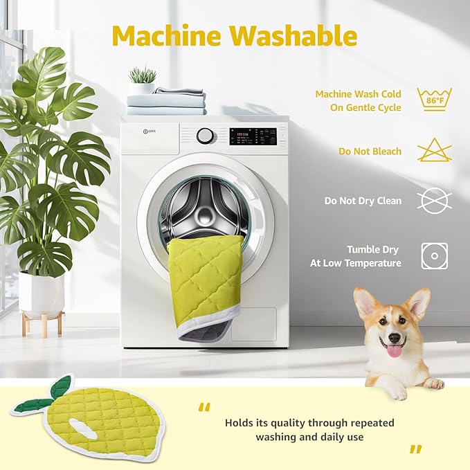 LOOBANI Dog Cooling Mat 28"x40"- Cute Lemon Design Cooling Mat for Dogs (Cool & Warm Side), Waterproof Self-Cooling Mat for Crate, Floor, Car for Small Dogs, Cats, Pet, Yellow 28"x40"