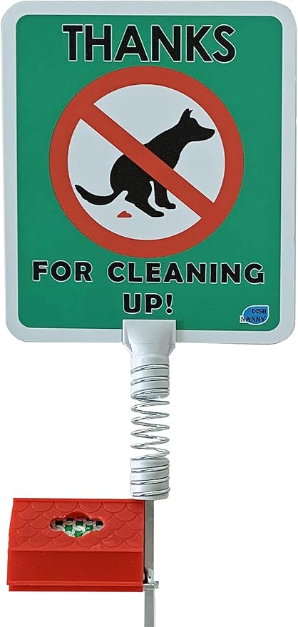 No Poop Dog Signs Poop Bag Dispenser | Stop Dogs from Pooping On Your Lawn | Sign Reads: Thanks For Cleaning Up | Protect Property | No Poo | No Pooper Scooper | (Thanks For Cleaning Up)