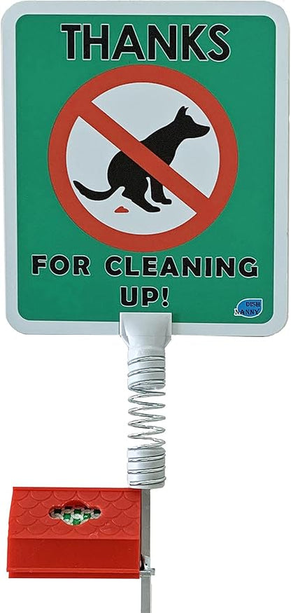 No Poop Dog Signs Poop Bag Dispenser | Stop Dogs from Pooping On Your Lawn | Sign Reads: Thanks For Cleaning Up | Protect Property | No Poo | No Pooper Scooper | (Thanks For Cleaning Up)
