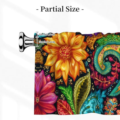 Worltoldb Boho Floral Curtain Valance Short Rod Pocket Window Treatment for Living Room Bedroom Kitchen Bathroom 1 Panel 54" W x 18" L