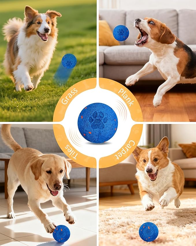 Interactive Dog Ball & Interactive Dog Toys for Medium/Large Dogs: Self-Moving, Auto-Vibrating & Bouncing Smart Ball - 3.1“ Chew-Resistant E-TPU, IPX7 Waterproof & Low-Noise(Include Gift Bag)