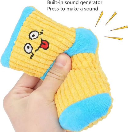 Squeaky Dog Toys, Funny Dog Toys Stuffed Plush Dog Toy, Cute Socks Dog Birthday Gift Dog Chew Toys Pet Toys for Small Medium Dogs(White Pink)