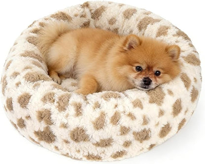 Avont Donut Dog Bed, Round Calming Pet Bed for Small and Medium Puppy Cats, with Removable Cover, Circle-Shaped, Anti-Anxiety, Cozy & Washable -XS