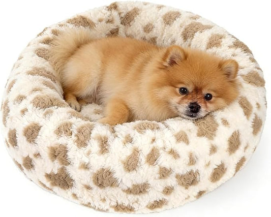 Avont Donut Dog Bed, Round Calming Pet Bed for Small and Medium Puppy Cats, with Removable Cover, Circle-Shaped, Anti-Anxiety, Cozy & Washable -XS