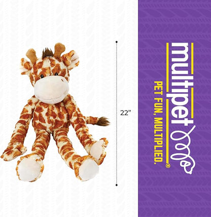 Multipet Swingin Safari Giraffe Dog Plush Toy - Squeaky Toys for All Dogs - Extra Soft Plush - for Cuddling & Playing - Cute Dog Pet Toy (19", 5 Squeakers)