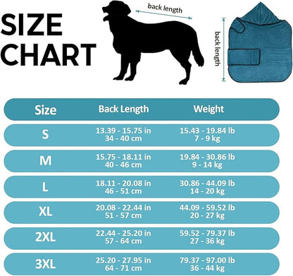 Avont Dog Bathrobe - Super Absorbent Pet Drying Towel Bath Robes After Bath Shower Swim Wet Walk for Puppies -Blue(M)