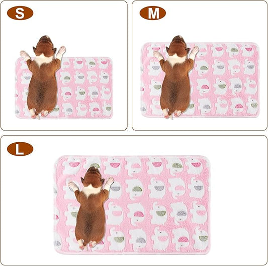 1 Pack 3 Blankets Super Soft Fluffy Premium Fleece Pet Blanket Flannel Paw Printed Throw for Dog Puppy Cat (Large 41x31'', Pink, Yellow, Blue)