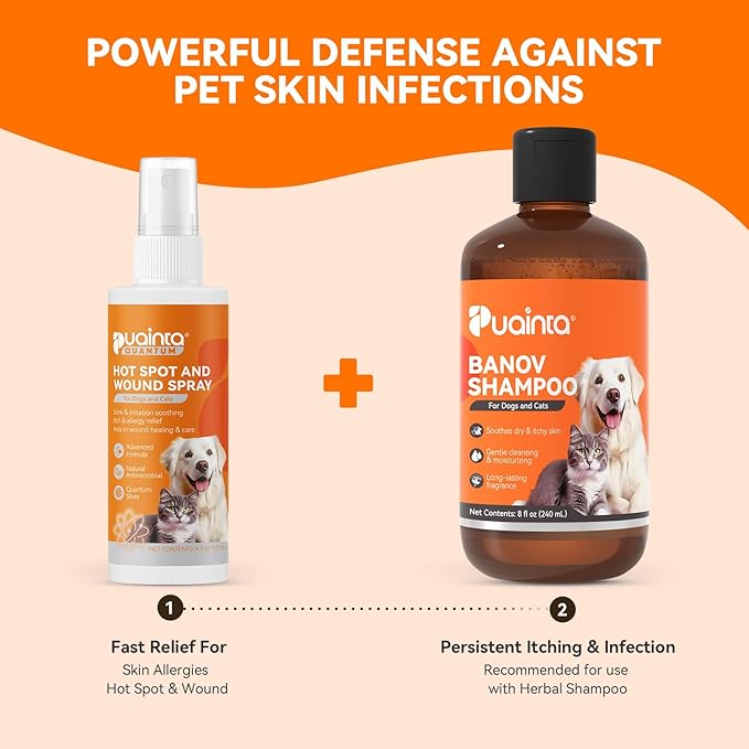 PUAINTA Hot Spot and Wound Spray for Dogs - Advanced Anti Itch Spray, Evidence-Based Dog Hot Spot Treatment & Itch Relief with Nano-Silver, Lick-Safe, 8oz