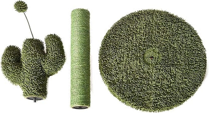 Amazon Basics Cat Scratching Post, Indoor Cactus with Natural Sisal for Kittens with Dangling Ball Toy, Medium, 25.6"H, Green