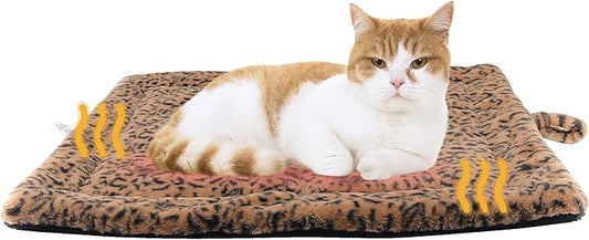 Self Warming Cat Pad for Cats and Small Dogs, Non Electric Thermal Pet Mat, Washable Soft Sleeping Mat with Non Slip Backing, Indoor & Sheltered Outdoor Use, 22 x 18 in, Brown/Black