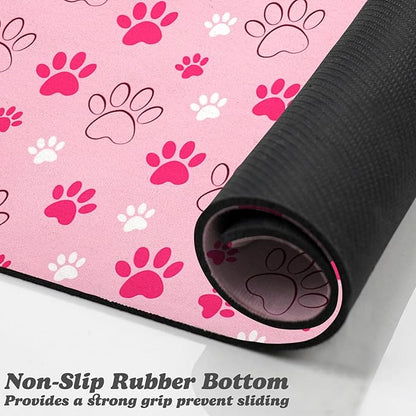 Dog Food Mat, Absorbent Water Bowl Mats Cat Pet Feeding Placemats Pink 24 * 32 inch