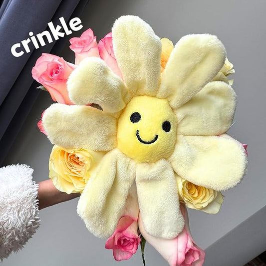 Interactive Puppy Plush Toys - Crinkle Flower Rope Toy, Chew Toys for Teething for Small & Medium Dogs
