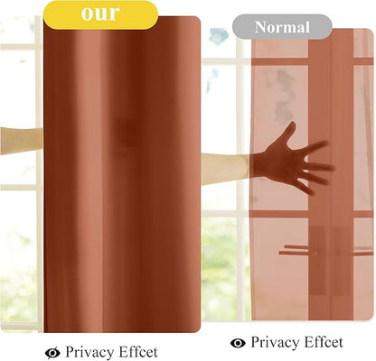 NICETOWN Burnt Orange Sheer Curtains 84 inches Long 2 Panels for Living Room, 52" Wide Grommet Window Drapes for Nursery- Home Decoration Light Filtering Elegant Window Treatment