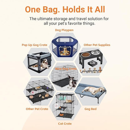 Carrying Case for Dog Crate & Playpen, All-in-One Storage Bag for Collapsible Pet Products, Portable Travel Carrier for Foldable Dog Bed, Cat Bed and Pet Supplies