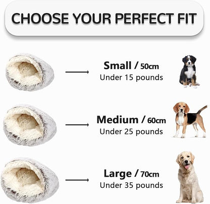 Calming Cat Beds, Fluffy Plush Round Cat Cave Washable, Cozy Warming Anti-Slip Small Dog Bed for Puppy and Kitten, Soft Anti Anxiety Pet Nest (20×20 inch, Grey)
