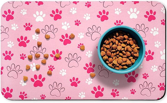 Dog Food Mat, Absorbent Water Bowl Mats Cat Pet Feeding Placemats Pink 24 * 32 inch