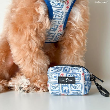 Lucy & Co. Tinned Fish Dog Poop Bag Holder, Durable Waste Bag Dispenser with Clip for Leash
