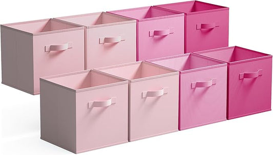GRANNY SAYS 11 Inch Cube Storage Bins, Cube Storage Organizer, Fabric Collapsible Storage Bins with Handle, Storage Cubes for Shelves, Closet, Pink Gradient, 8-Pack