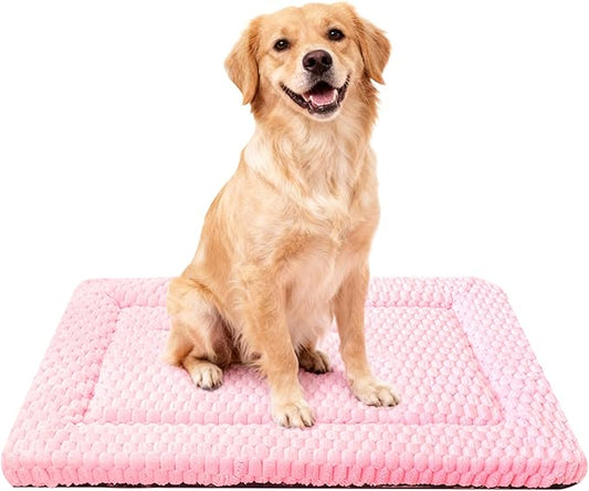 Dog Bed Mat,Reversible & Ultra Soft Kennel Pad-Machine Washable Pet Bed for Dogs & Cats-All-Weather Crate Liner for Crates,Carriers & Travel (Pink, 30" L x 20" W x 1.5" Th)