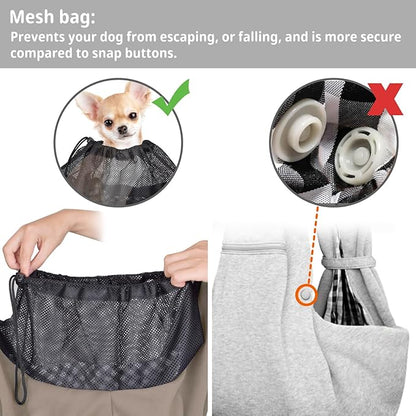 CUBY Dog and Cat Sling Carrier - Hands Free Reversible Pet Papoose Bag - Soft Pouch and Tote Design - Suitable for Puppy, Small Dogs Cats Outdoor (Khaki Senior, Adjust Strap 2.0)…