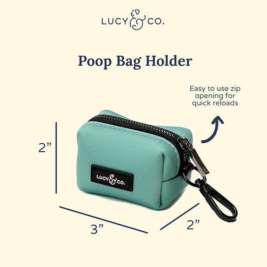 Lucy & Co. Dog Poop Bag Holder - Leak Proof Dispenser with Leash Attachment - Easy Refills - Hygienic Pet Poop Pickup - Green Outdoor Plaid