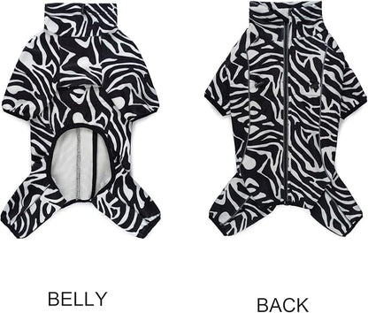 Fleece Dog Coat for Small Medium Dog,Pullover Pajamas Jumpsuit Bodysuit Puppy Coats with Legs, Pet Windproof Warm Cold Weather Jacket Full Body Vest Cozy Snowsuit Outfit Clothes (Zebra Striped, S)