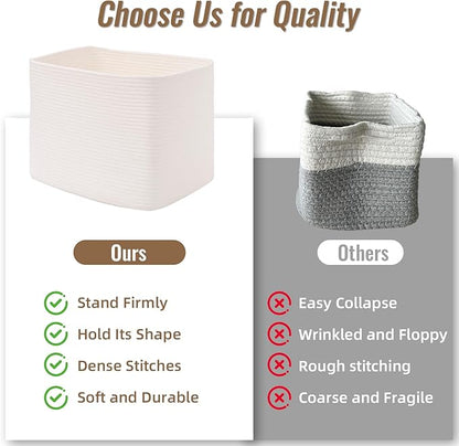 3 Pack Cube Storage Bin, 17”x12”x12” Cotton Rope Woven Baskets for Organizing Toys Clothes Towels, Square Gift Storage Baskets for Shelves, Nursery, Closet, Bathroom, Pantry (White)