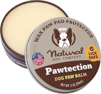 Natural Dog Company PawTection Balm for Dogs – Winter Paw Protection from Snow, Ice & Salt, Wax-Based Paw Barrier Balm, All Breeds for Cold Weather Walks & Outdoor Adventures, Lick-Safe, 2 oz Tin