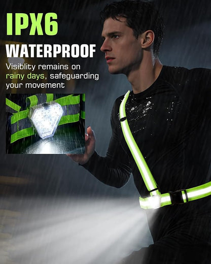 Zacro LED Reflective Vest with Chest Light 500LM, 5 RGB Colors High Visibility Rechargeable Light Up Running Vest IPX4 Night Safety Running Gear for Dog Walking, Cycling, Adjustable for Men Women