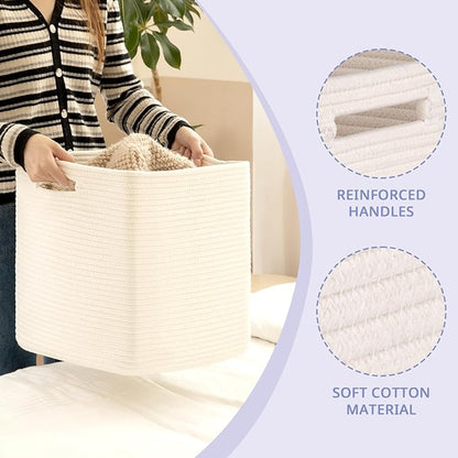 OIAHOMY Storage Cubes, 13 Inch Cube Storage Organizer, Collapsible Storage Bins, Baskets for Organizing, Storage Bins for Shelves-White, 3-PACK