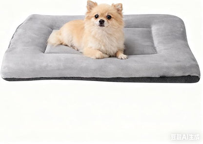 Dog Bed Plush Dog Crate Pad 24" x 18" Kennel Pad Machine Washable Entire Cat Crate Beds Double Sided Pet Cushion