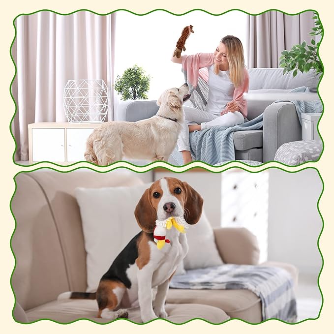 Pet Soft Dog Toys Squeaky - 6 Pack Cute Puppy Toys Plush Animals, No Stuffed Dog Chew Toy Interactive Pet for Small, Medium and Large Dogs