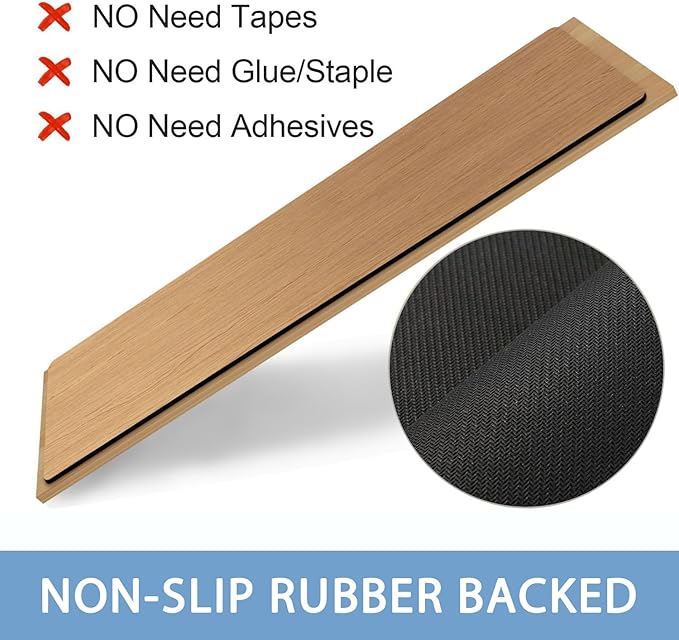 GOYLSER Rubber Stair Treads Non Slip Set of 15, 30"x8" Stair Pads for Wooden Stairs, Waterproof Basement Rugs for Steps Indoor Stairs for Pet, Kids and Elderly, Brown Wooden